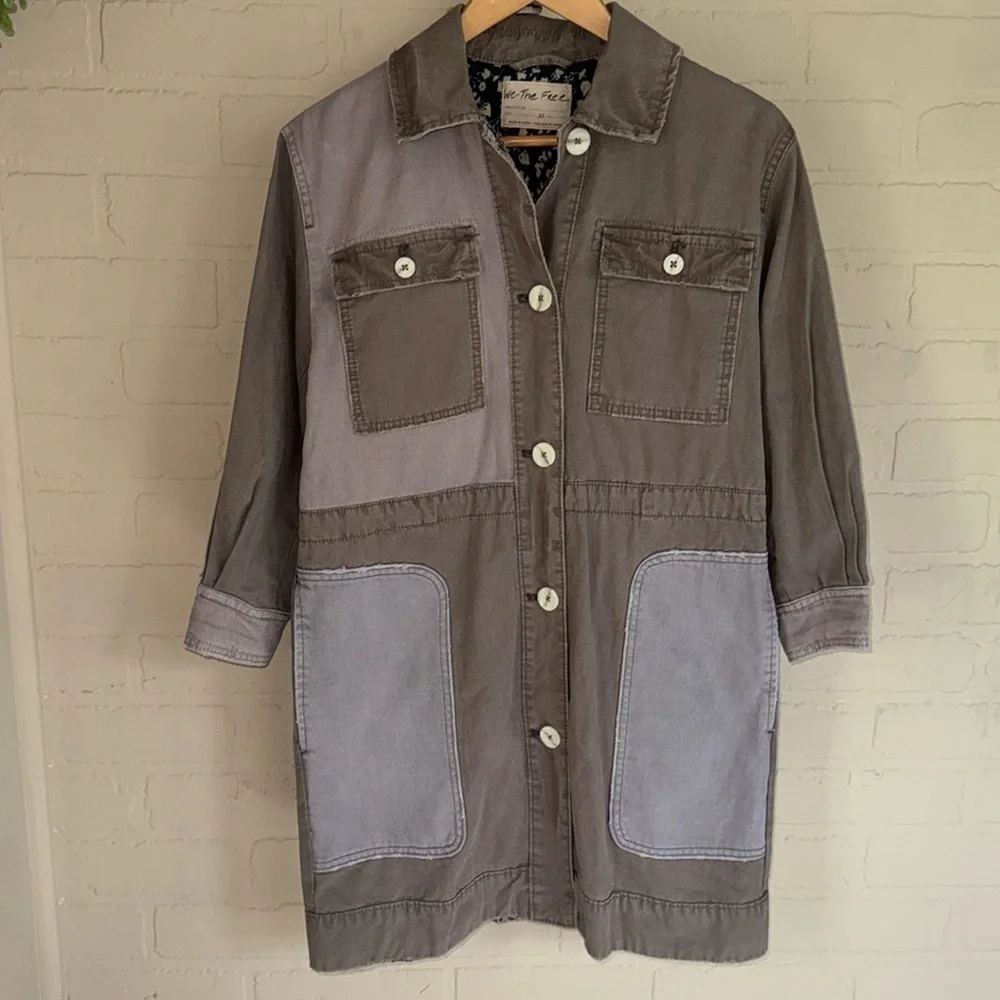 Free People jacket apollo utility patchwork shacket lilac skies we the free XS